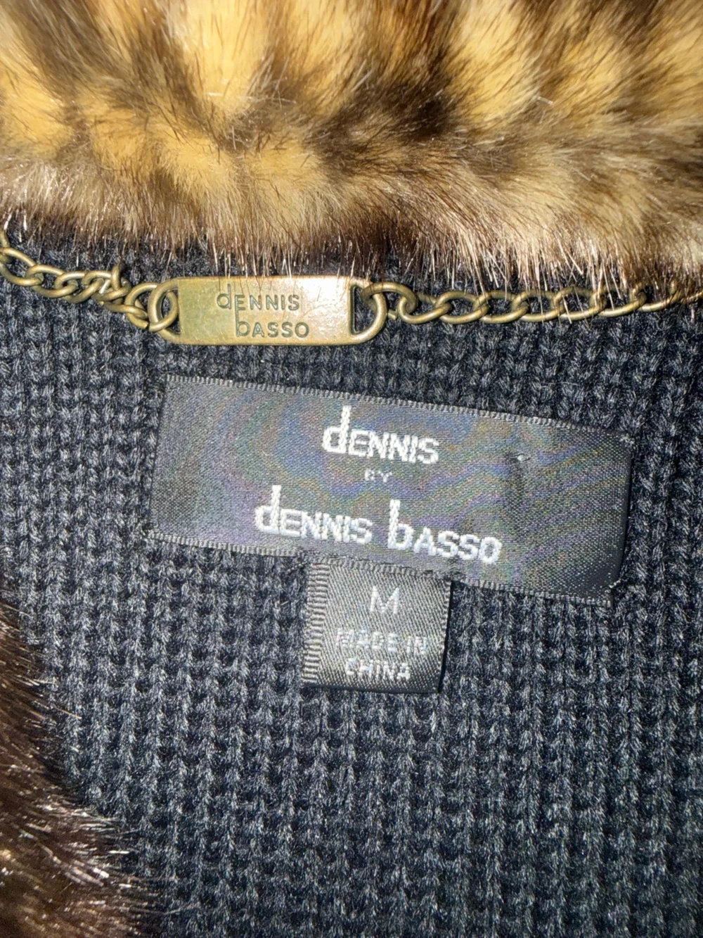 Dennis Basso Faux Fur Vest Womens M Brown Black Animal Print Mink Look Luxury M